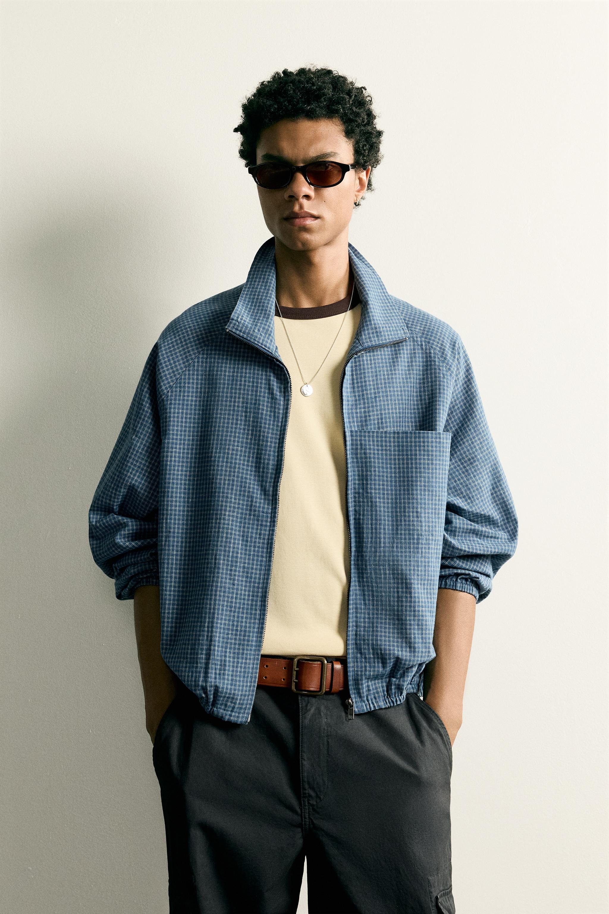 RELAXED FIT PLAID ZIP SHIRT